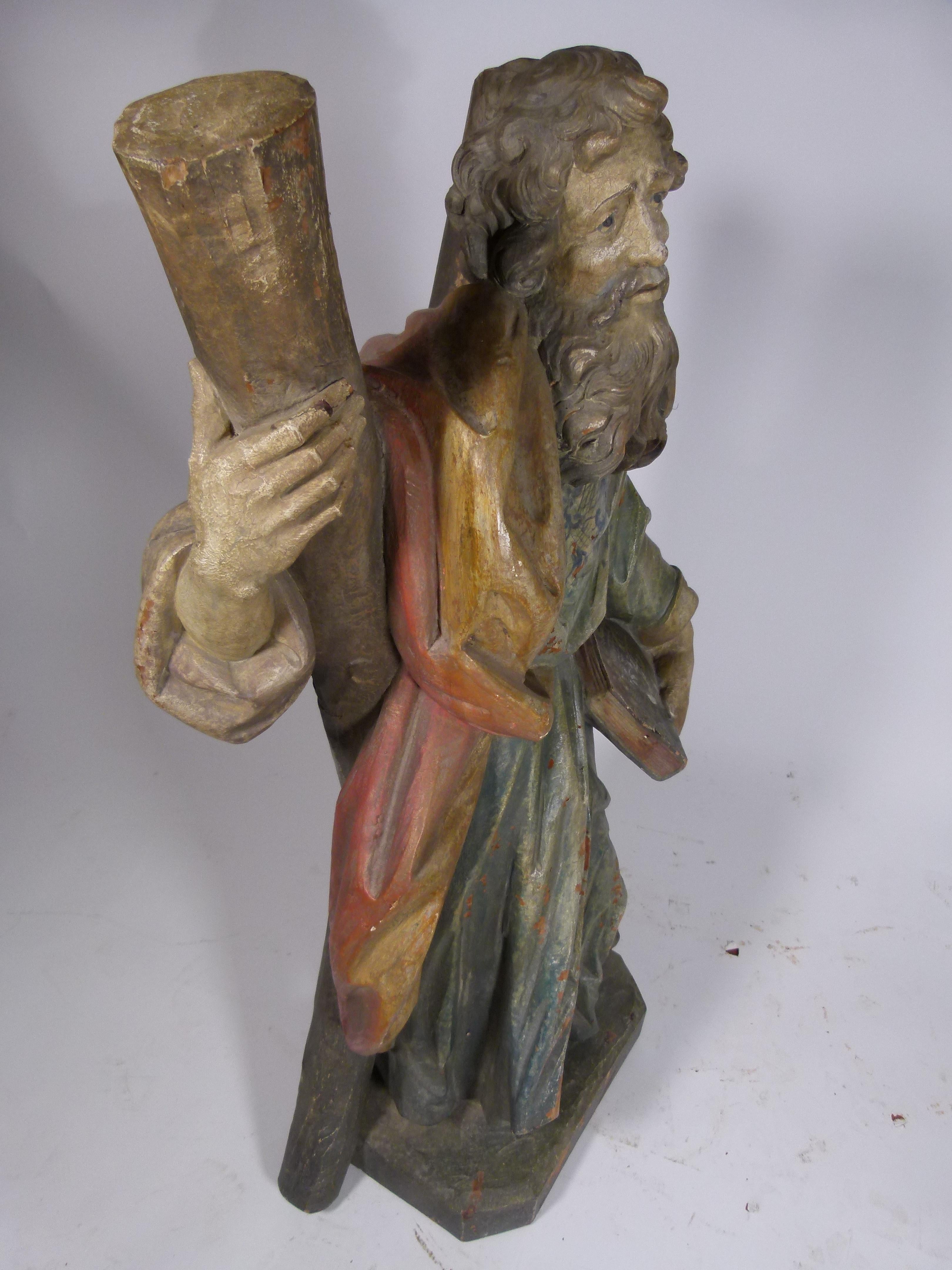 19th Century Hand Carved Wooden Saint Andrew Sculpture In Good Condition In Vulpellac, Girona