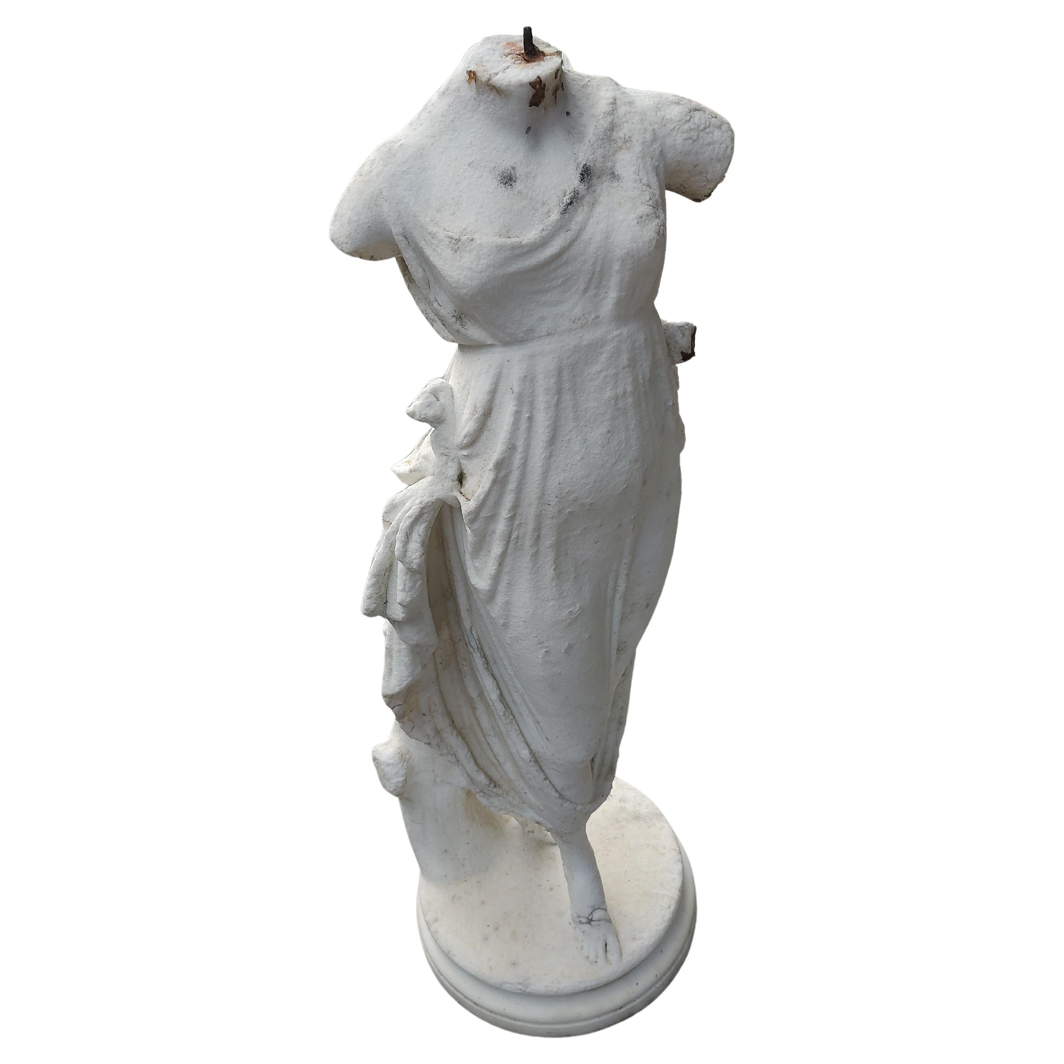 19th Century Hand Chilseled Marble Torso of a Victorian Maiden For Sale 2