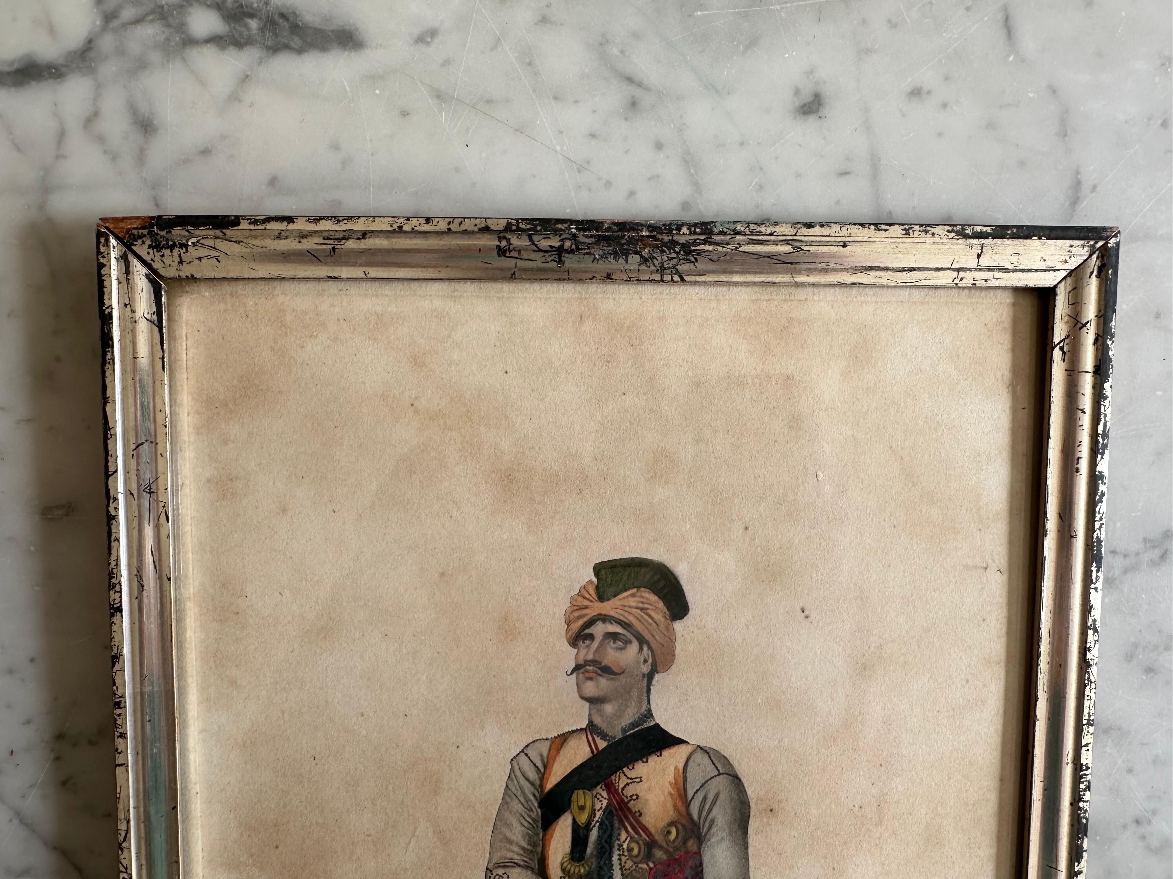19th Century Hand-Colored Copper Engraving of an Arab Warrior (Französisch) im Angebot