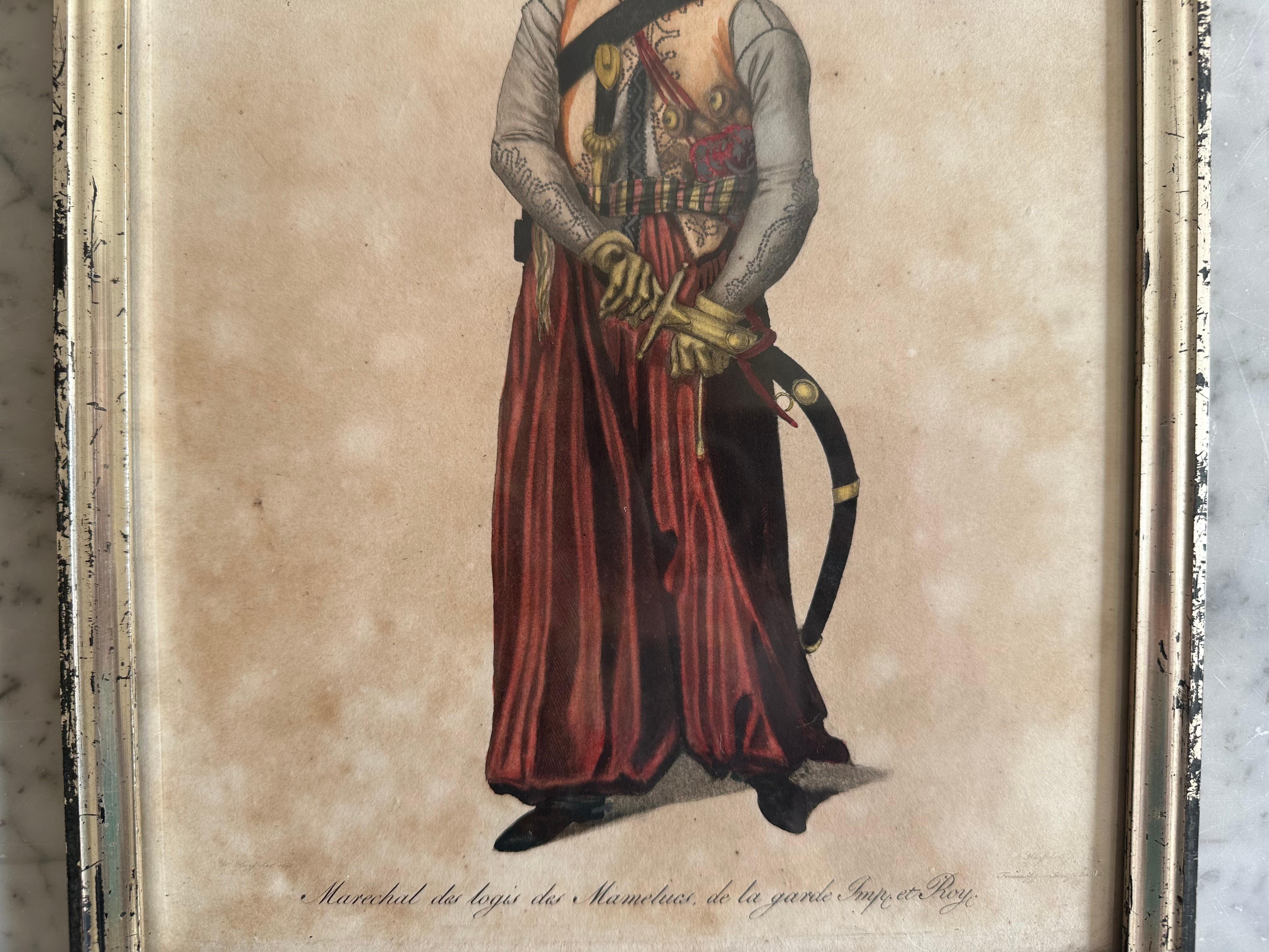19th Century Hand-Colored Copper Engraving of an Arab Warrior im Zustand „Relativ gut“ im Angebot in Hamburg, DE