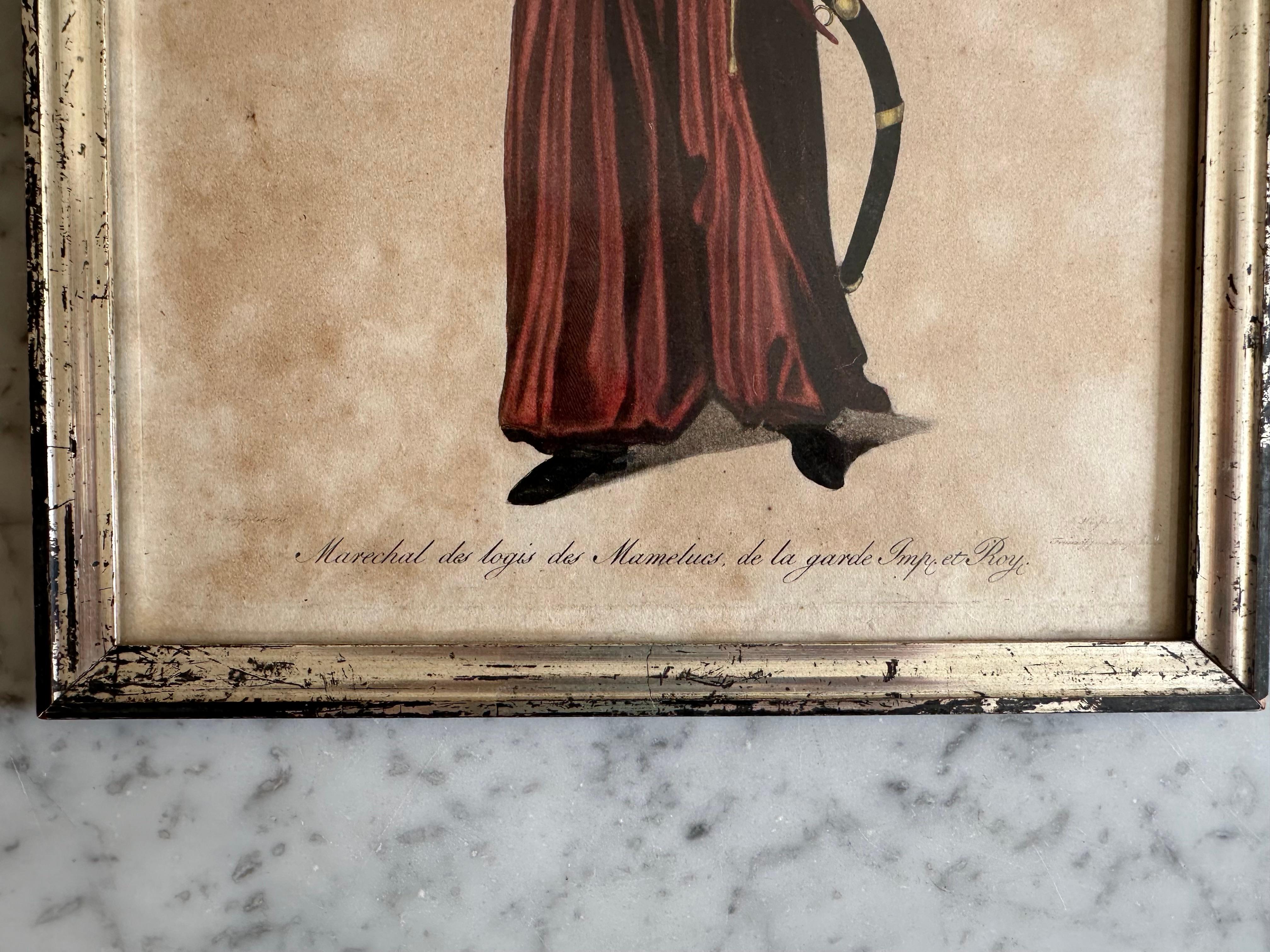 19th Century Hand-Colored Copper Engraving of an Arab Warrior im Angebot 1