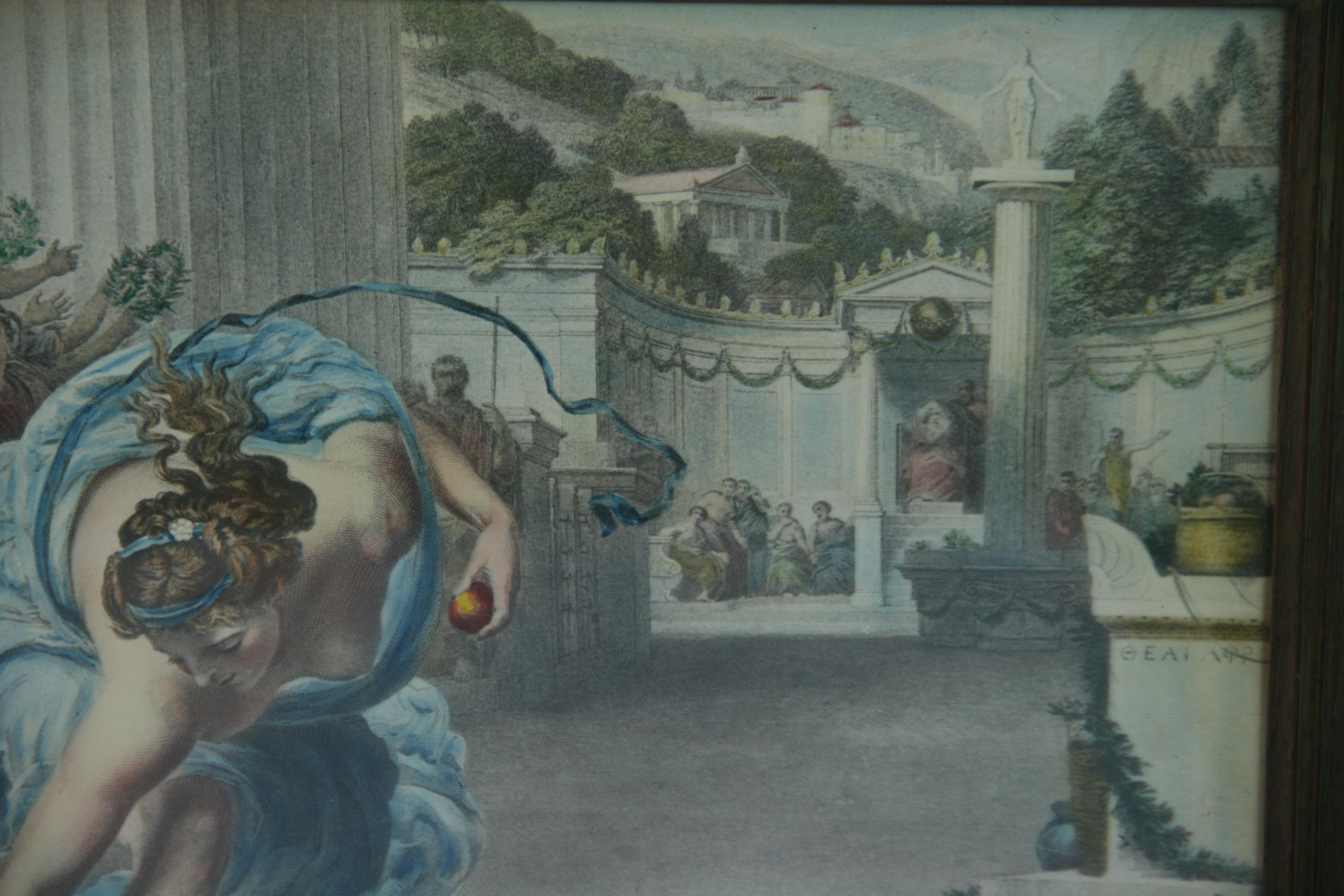 Handkolorierte Lithographie römischer Spiele im Areana-Stil des 19. Jahrhunderts im Angebot 4