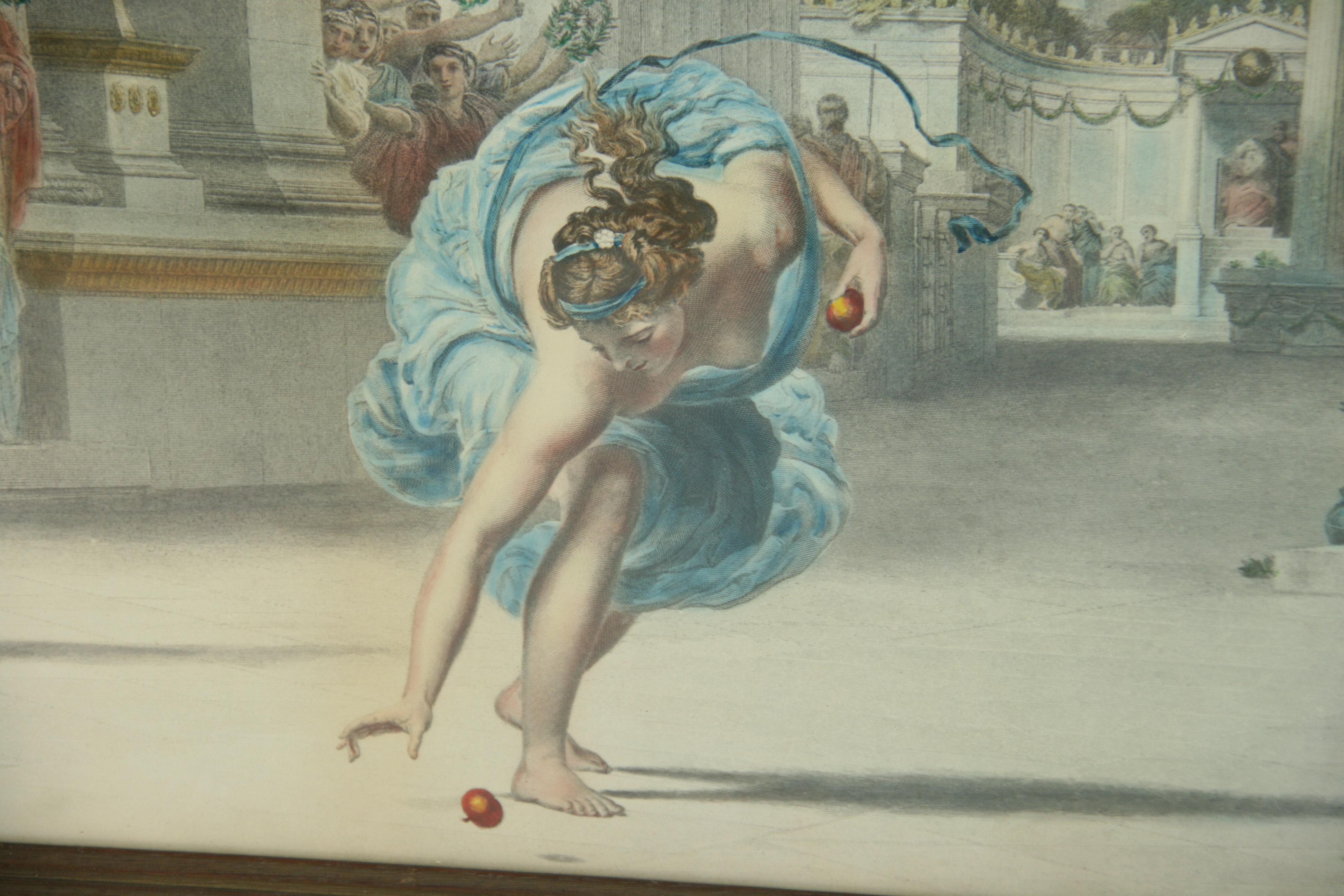 Handkolorierte Lithographie römischer Spiele im Areana-Stil des 19. Jahrhunderts im Angebot 2