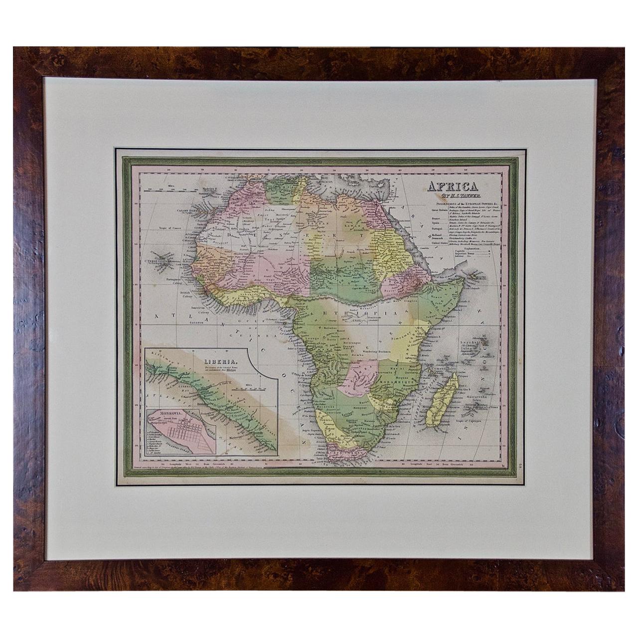19th Century Hand-Colored Map of Africa by Henry Tanner