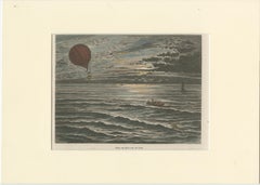 19th-Century Hand-Coloured Engraving – Balloon Voyage of Sivel over the Øresund