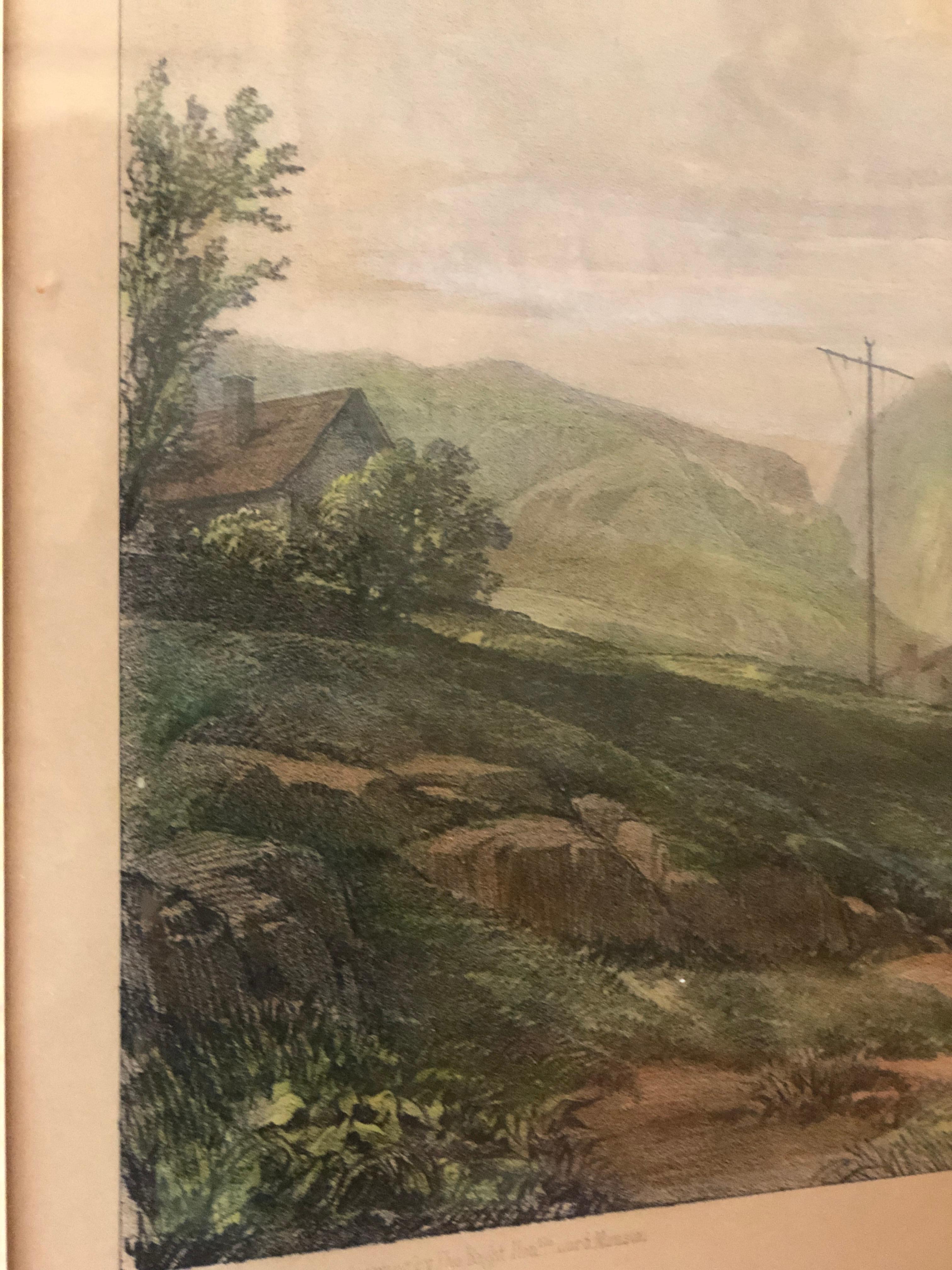 French 19th Century Hand-Colored Engraving on a Paper, France For Sale