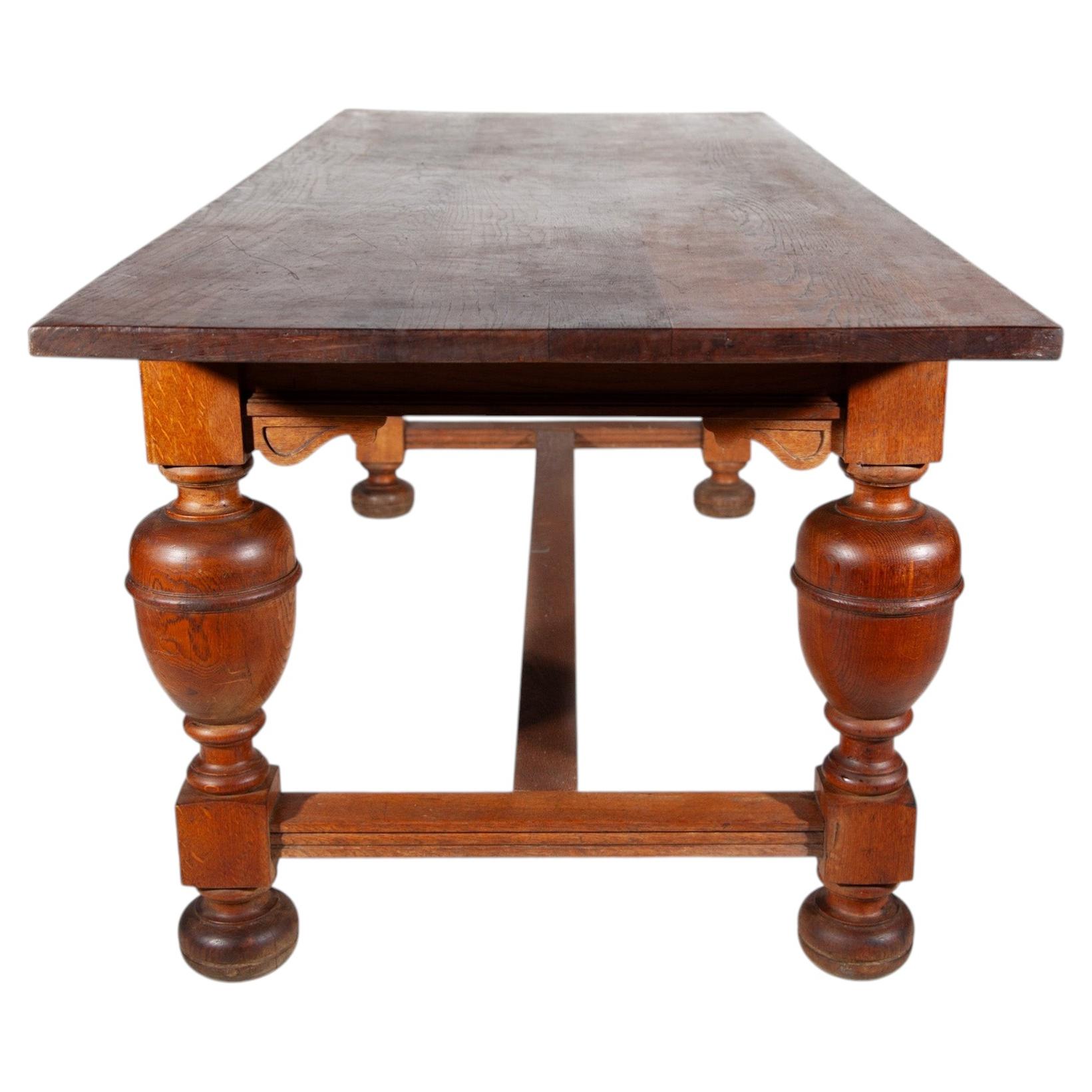 19th Century Hand-Crafted Antique Oak Monastery Reading Table, France