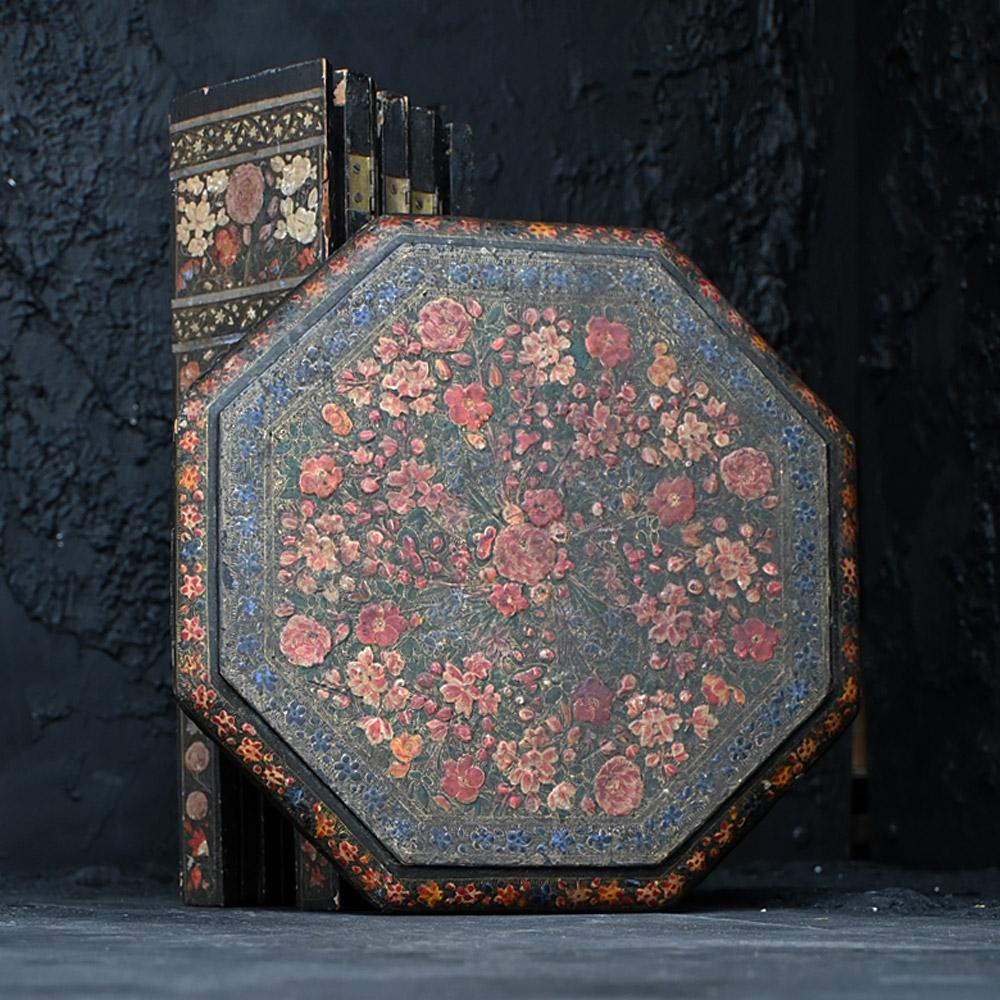 19th Century Hand Crafted Kashmiri Occasional Table 

A beautiful and highly decorative example of a late 19th Century hand crafted Kashmiri occasional table. Covered in hand painted floral detail with folding hinged base. This Kashmiri table is a