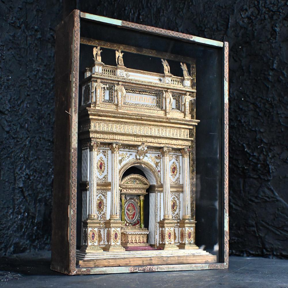 19th Century hand crafted model of a church altar diorama  In Fair Condition For Sale In London, GB
