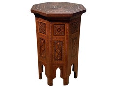 19th Century Hand-Crafted Moroccan Bone Inlay Side Table