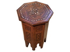 19th Century Hand-Crafted Moroccan Bone Inlay Side Table