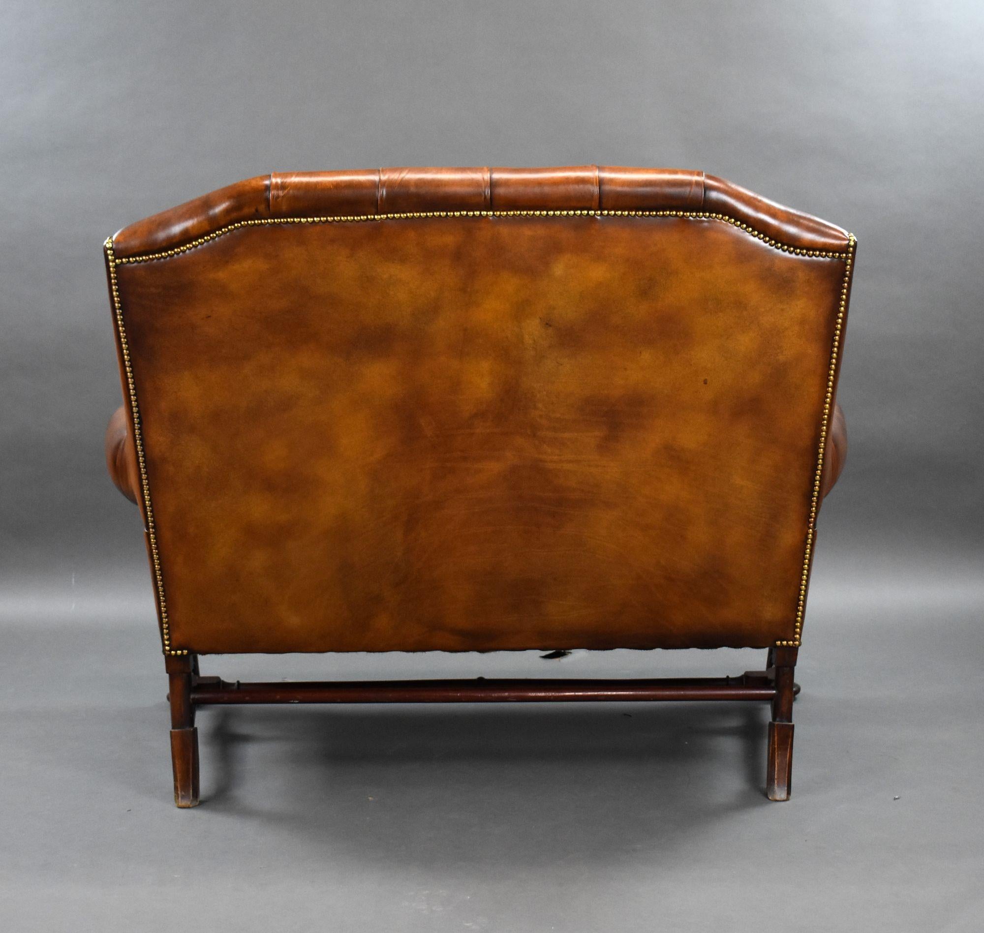 19th Century Hand Dyed Leather Wing Back Sofa For Sale 5