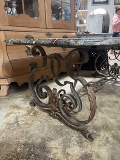 19th Century Hand Forged Brass and Iron Table With Marble Top