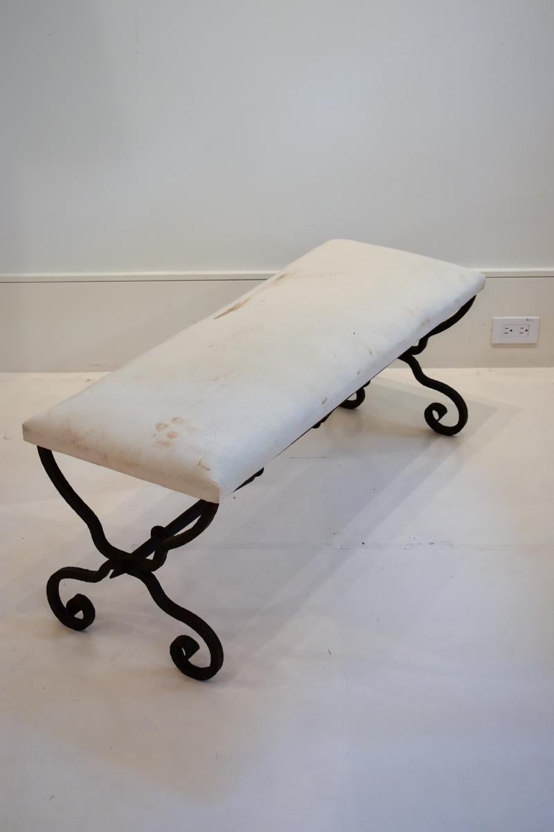 19th Century Hand Forged Iron Bench In Fair Condition In New Orleans, LA