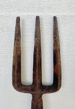 19th Century Hand Forged Iron Harpoon with Wooden Handle