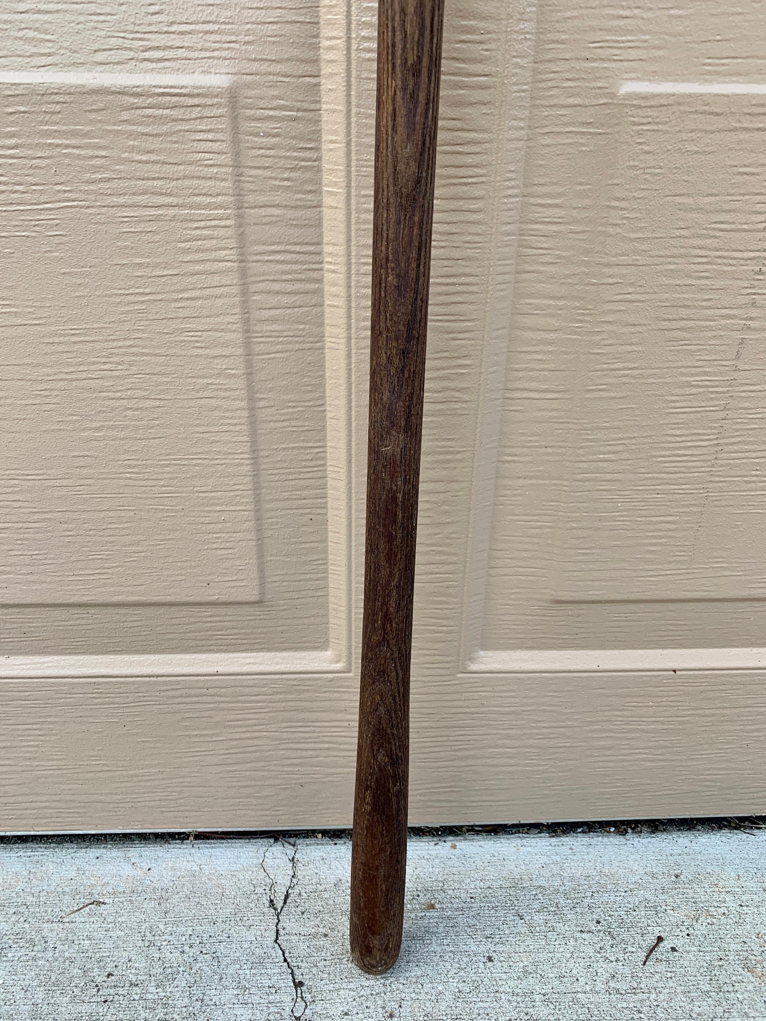 American 19th Century Hand Forged Iron Harpoon With Wooden Handle For Sale