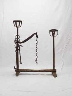 19th Century Hand Forged Spanish Blackened Iron Hearth Warmer