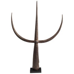 19th Century Hand Forged Tribal Iron Trident, Thailand