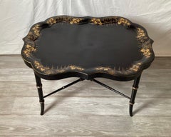 19th Century, Hand Gilt Tray with Custom Table Base