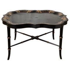 Plateau doré à la main du 19ème siècle avec base de table personnalisée