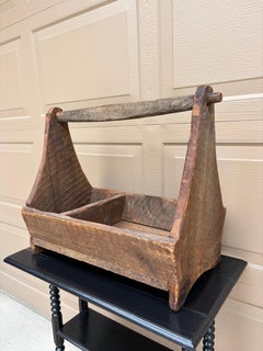 19th Century Hand Hewn Pine Garden Trug in Original Patina