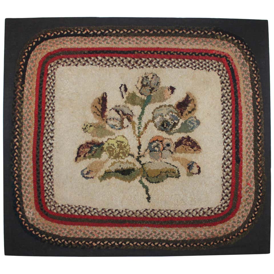 American Pictorial Fish Hand Hooked Rug, Mounted For Sale at 1stDibs