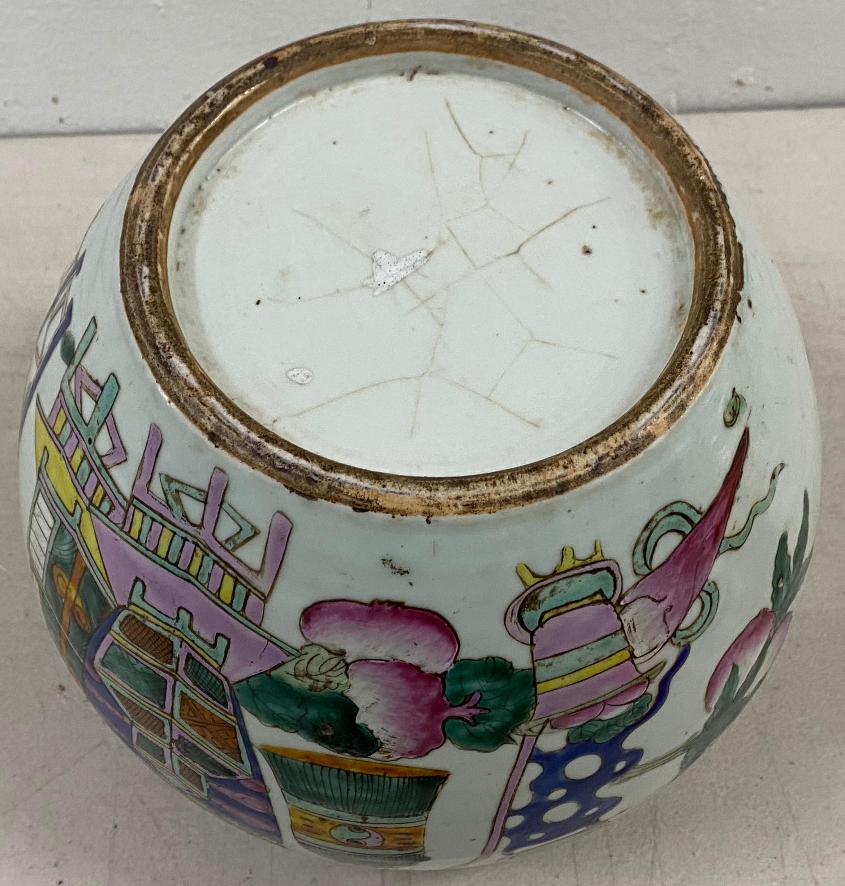 19th Century Hand Incised and Painted Ginger Jar For Sale 3