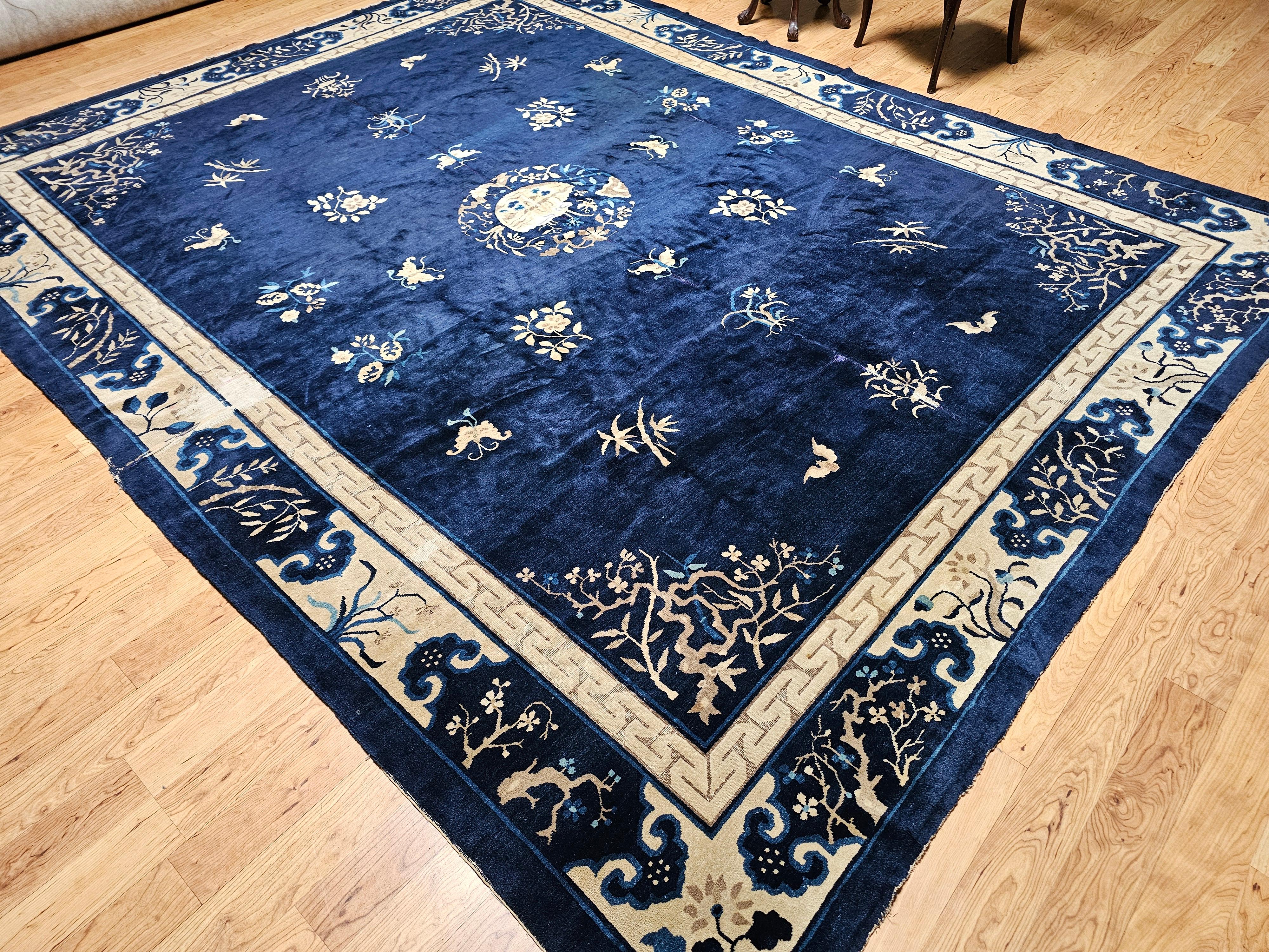 Vintage Chinese Peking Room-Size Rug with Floral and Butterfly Motifs For Sale 6