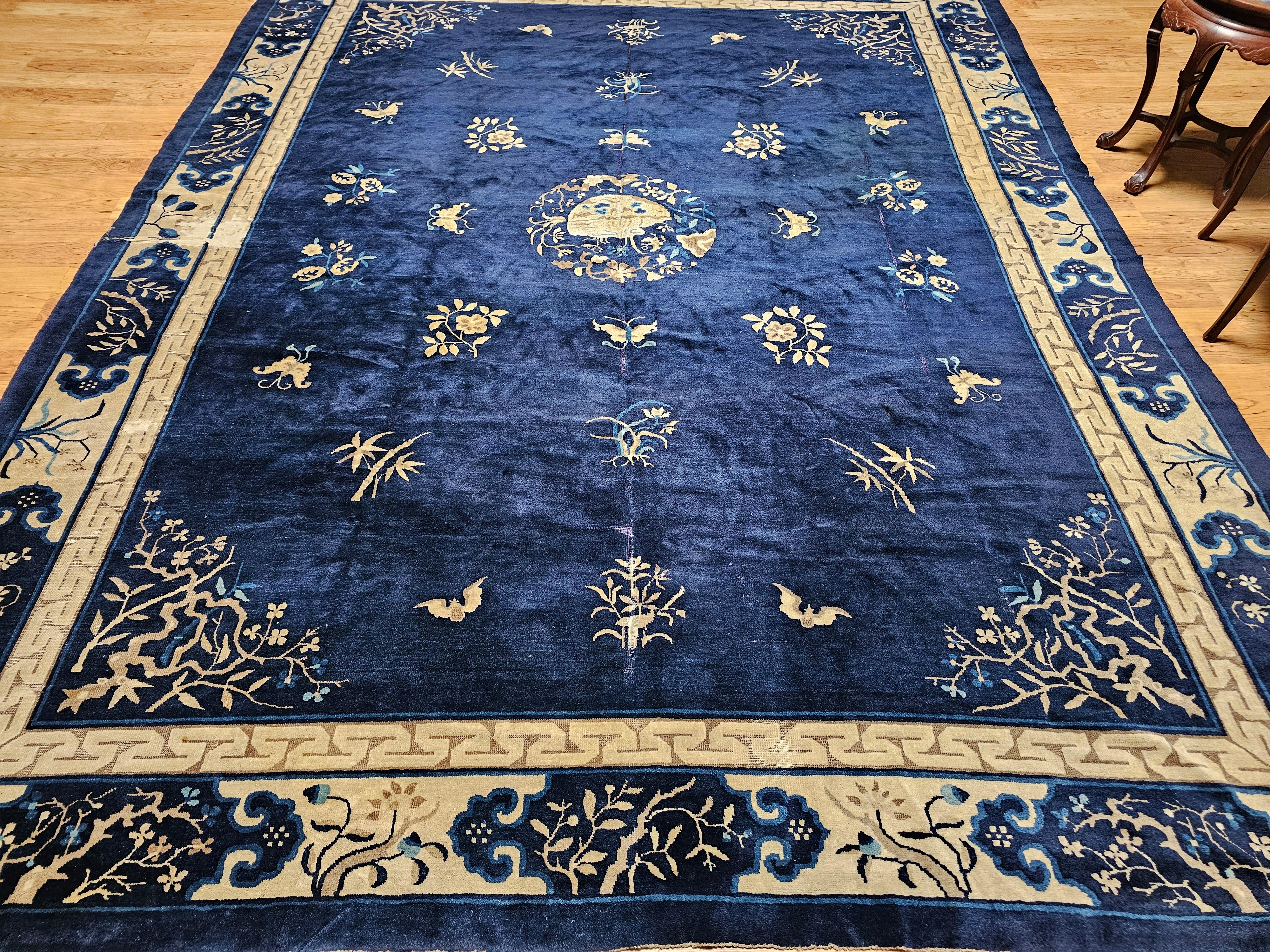 Vintage Chinese Peking Room-Size Rug with Floral and Butterfly Motifs For Sale 7