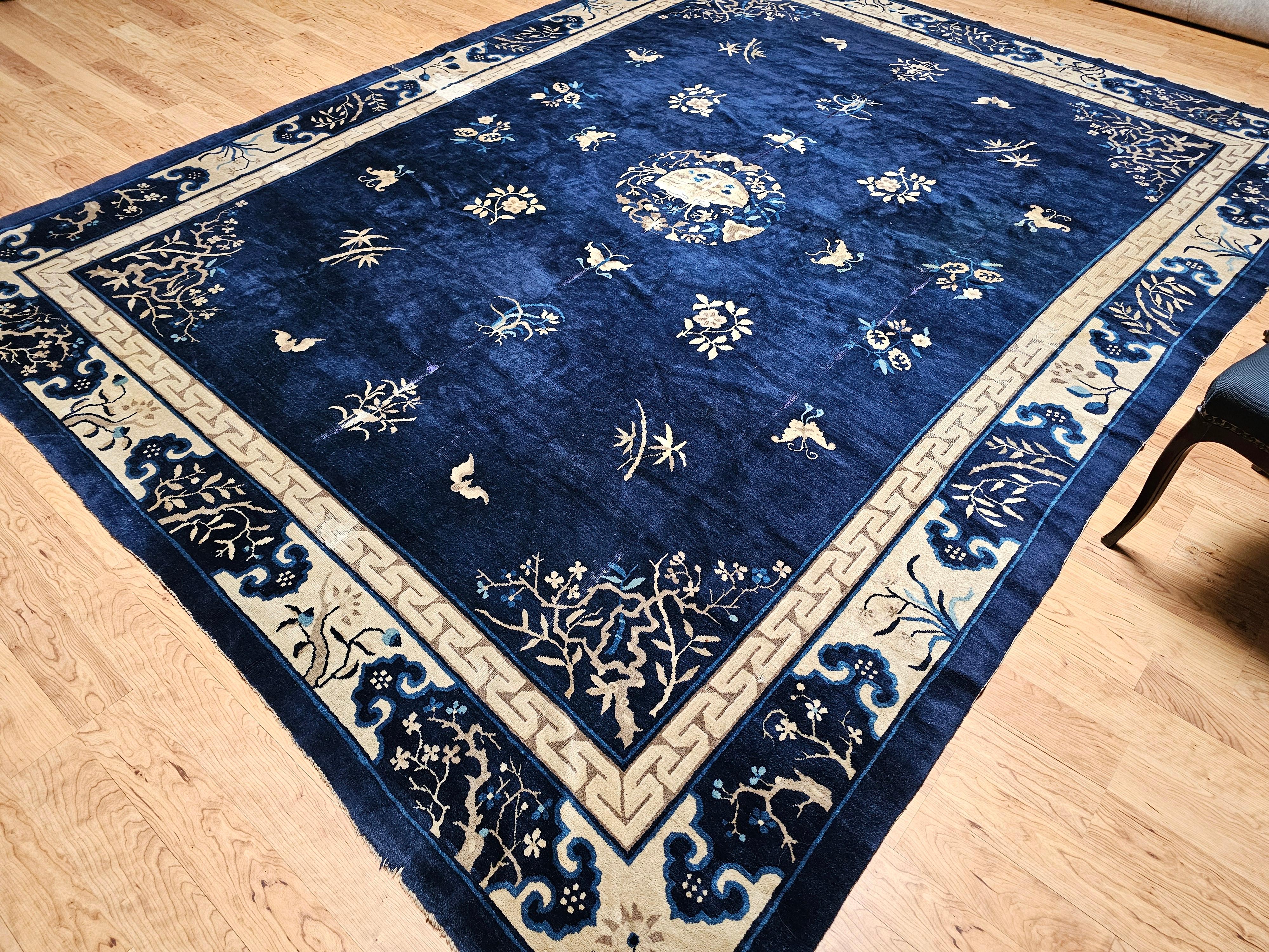 Vintage Chinese Peking Room-Size Rug with Floral and Butterfly Motifs For Sale 8