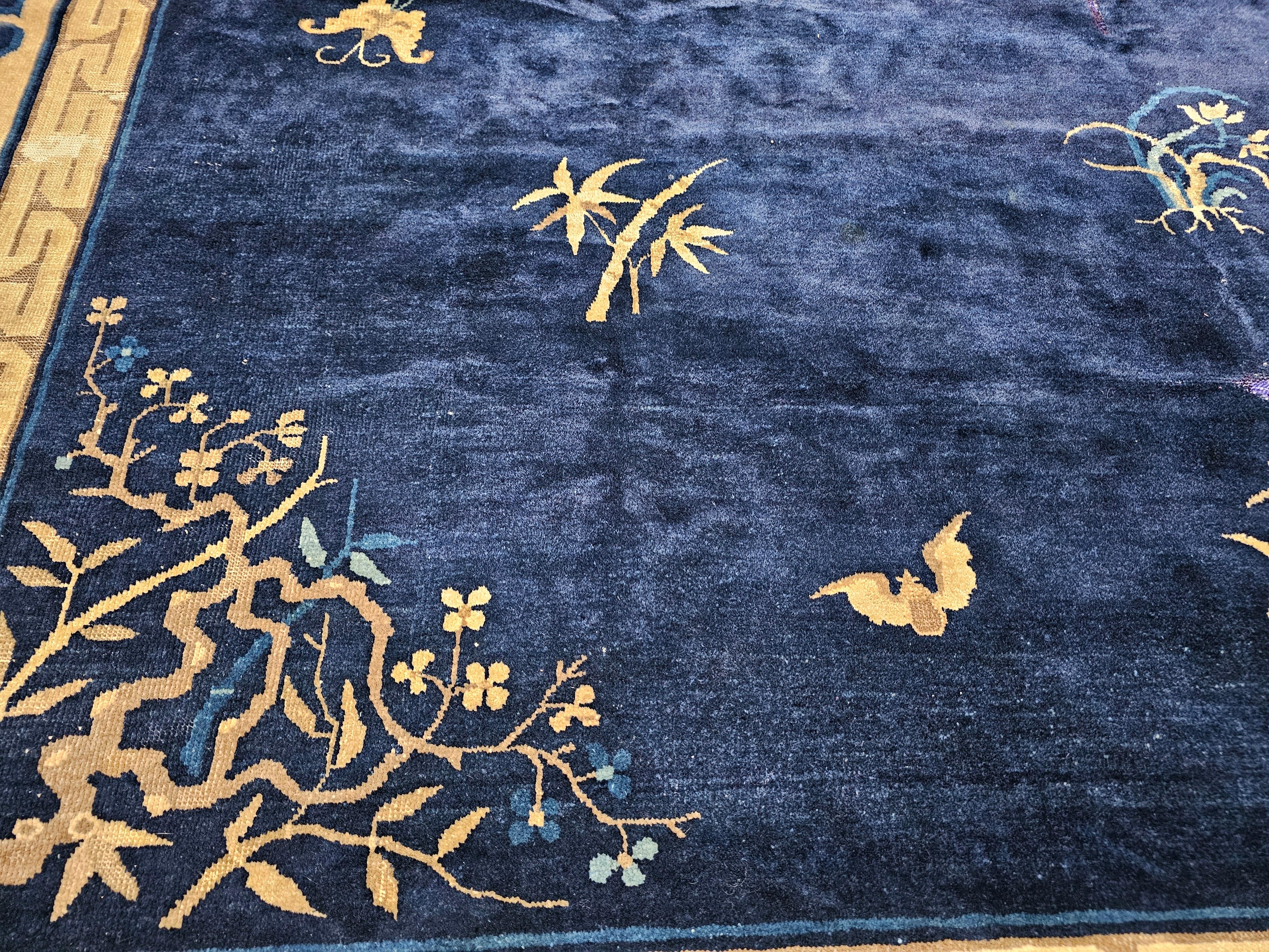 Vintage Chinese Peking Room-Size Rug with Floral and Butterfly Motifs For Sale 1