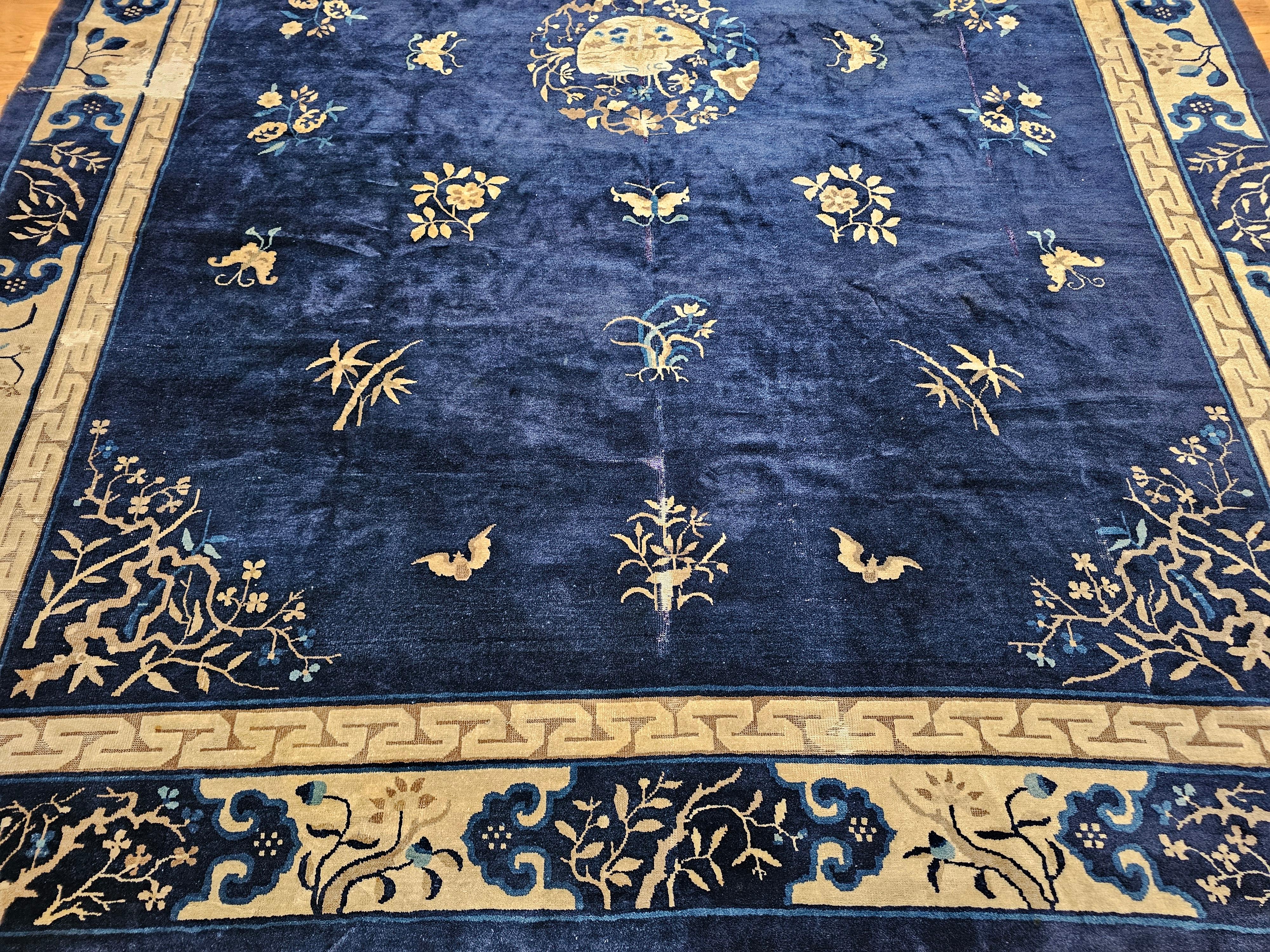 Vintage Chinese Peking Room-Size Rug with Floral and Butterfly Motifs For Sale 3