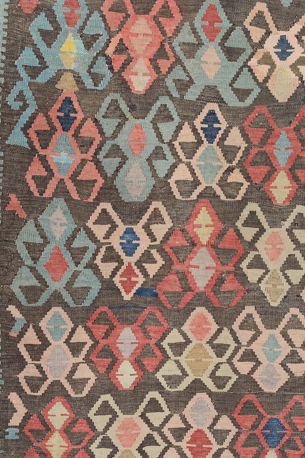 Hand-Knotted  Kilim KAZAK Caucasian Rug with Unusual Pale Colors For Sale