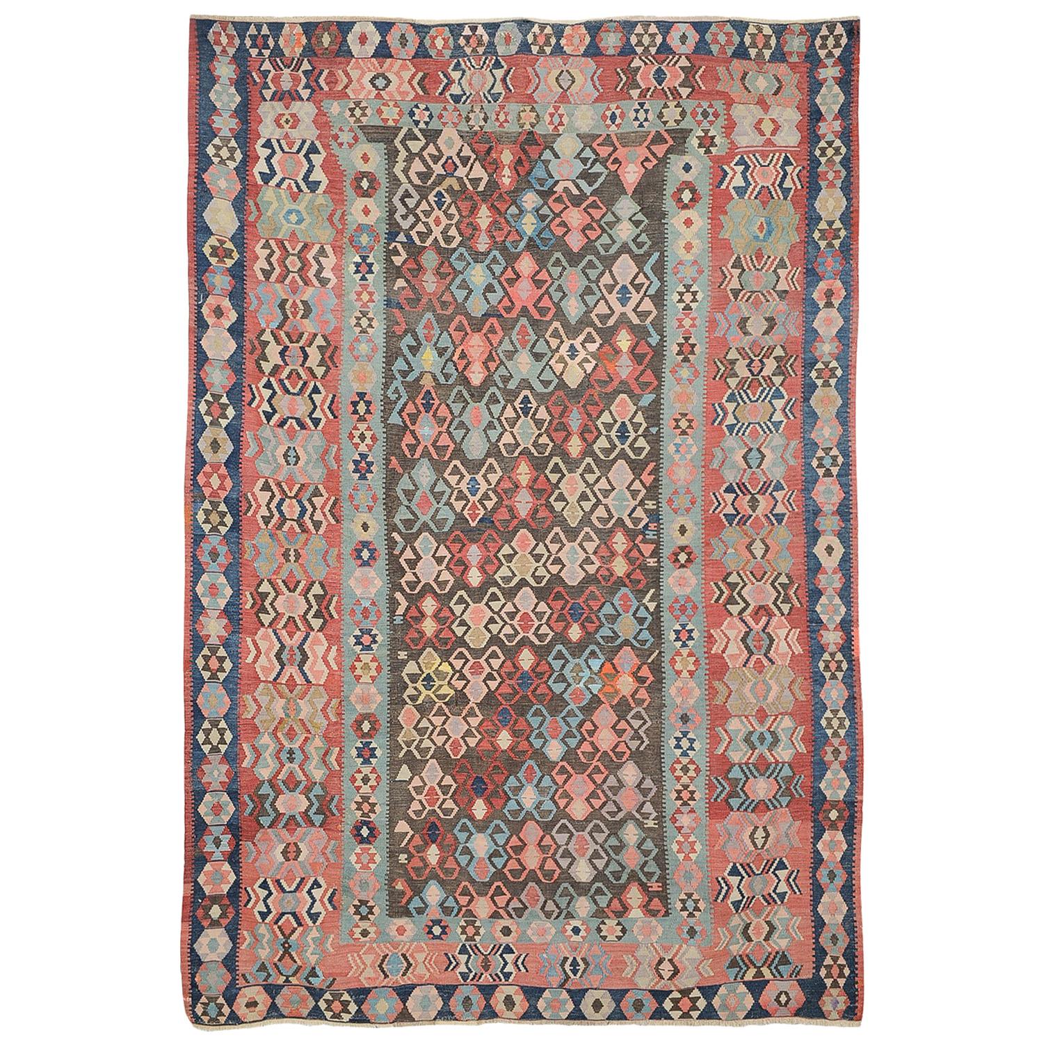  Kilim KAZAK Kaukasischer Teppich mit ungewöhnlich blassen Farben im Angebot