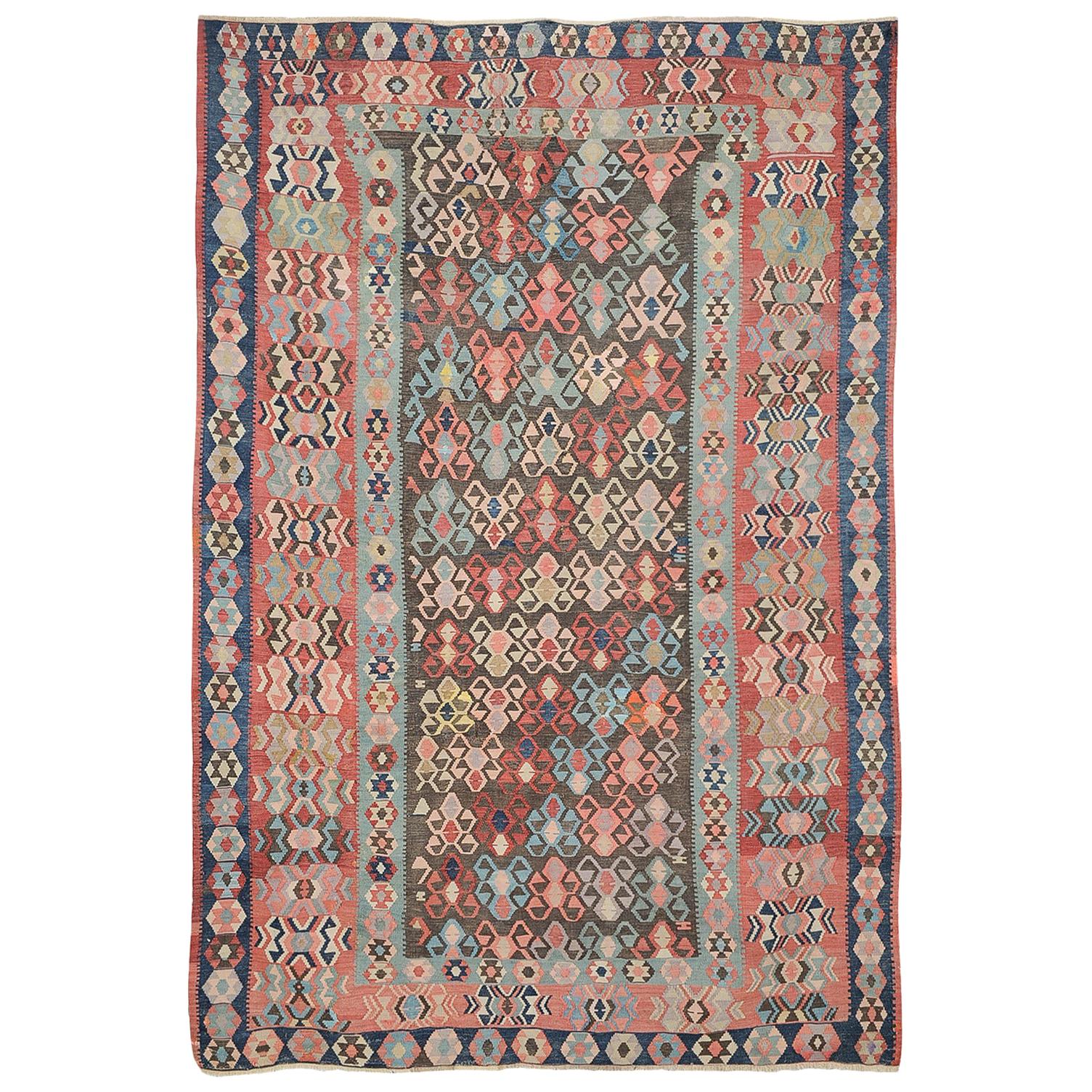  Kilim KAZAK Caucasian Rug with Unusual Pale Colors