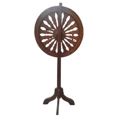 19th Century Hand Made Folk Art Carnival Spinning Wheel On Stand