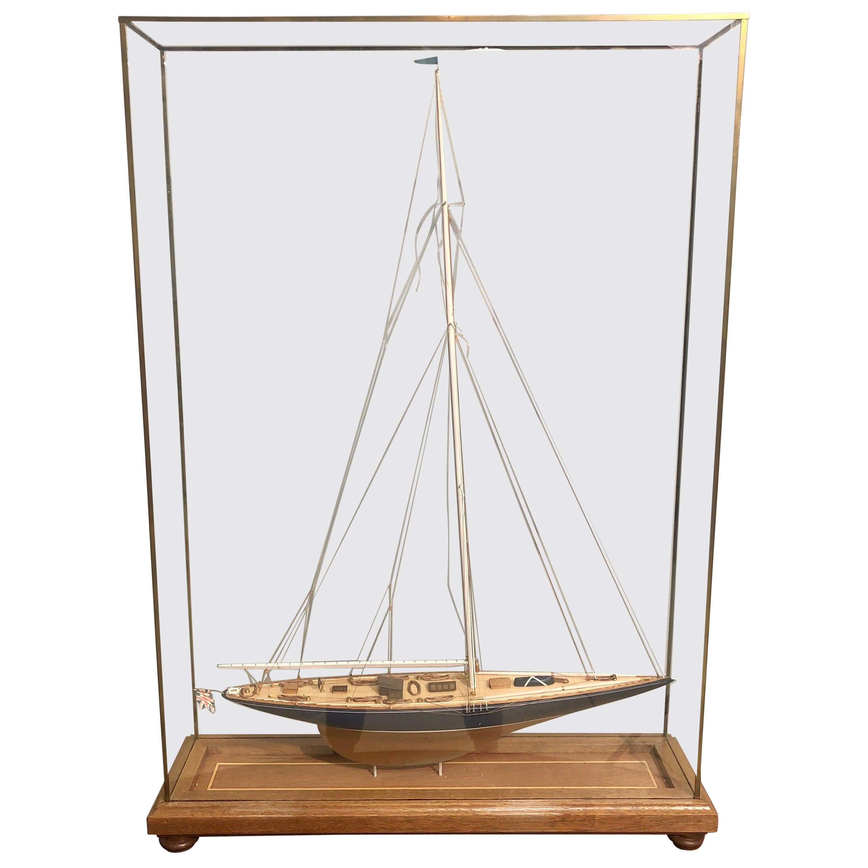 19th Century Hand Modeled Clipper Ship in a Glass and Bronze Case