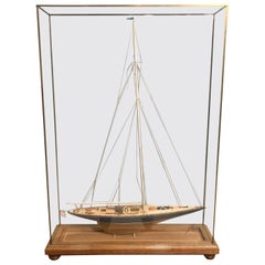 19th Century Hand Modeled Clipper Ship in a Glass and Bronze Case