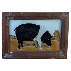 19th-Century Hand-Painted Animal Quartet: Lion, Pig, Dog, and Monkey