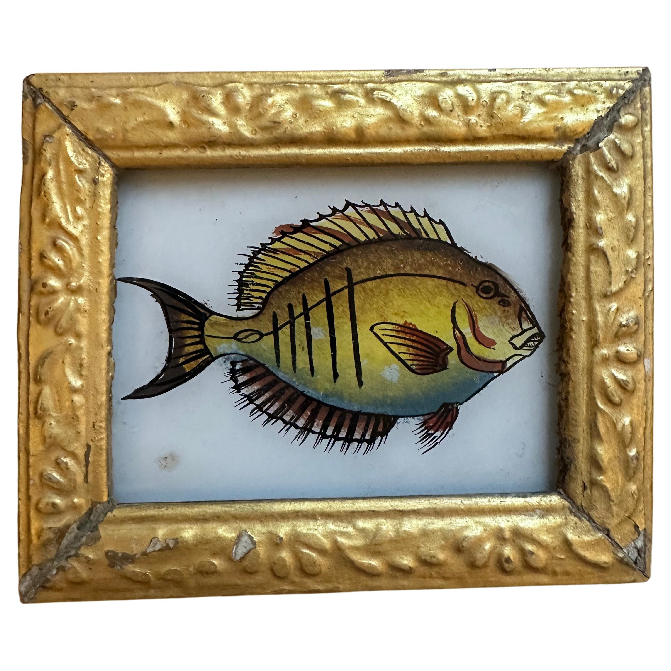 This captivating set of 19th-century hand-painted illustrations beautifully captures the vibrant diversity of aquatic life. Each piece features a meticulously detailed depiction of various fish and a graceful seahorse, showcasing the artist's skill