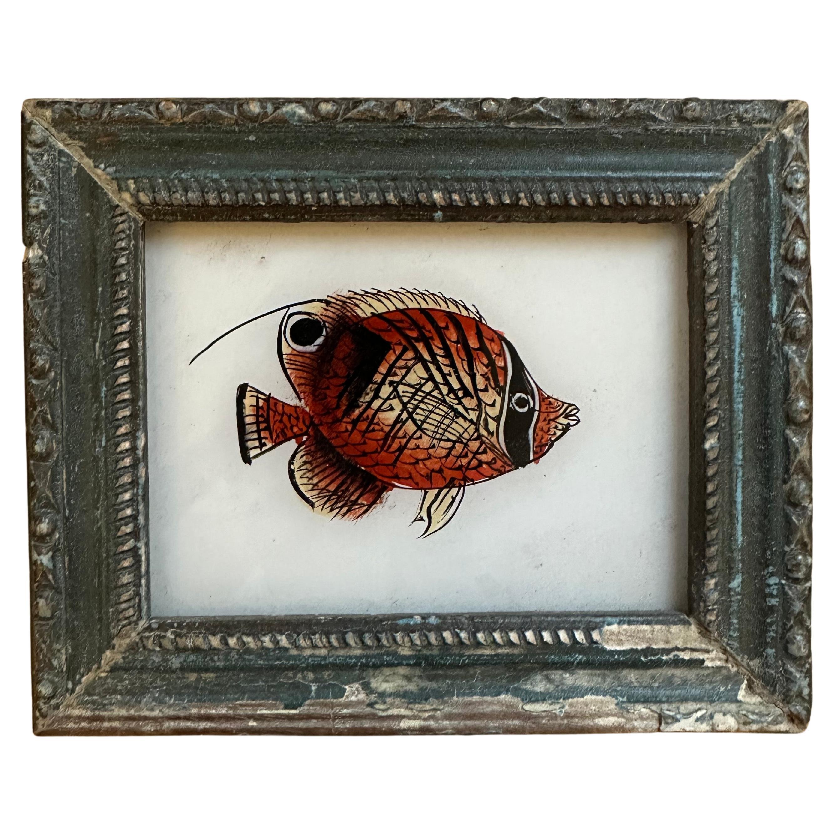 English 19th-Century Hand-Painted Aquatic Collection, Fish Illustrations For Sale