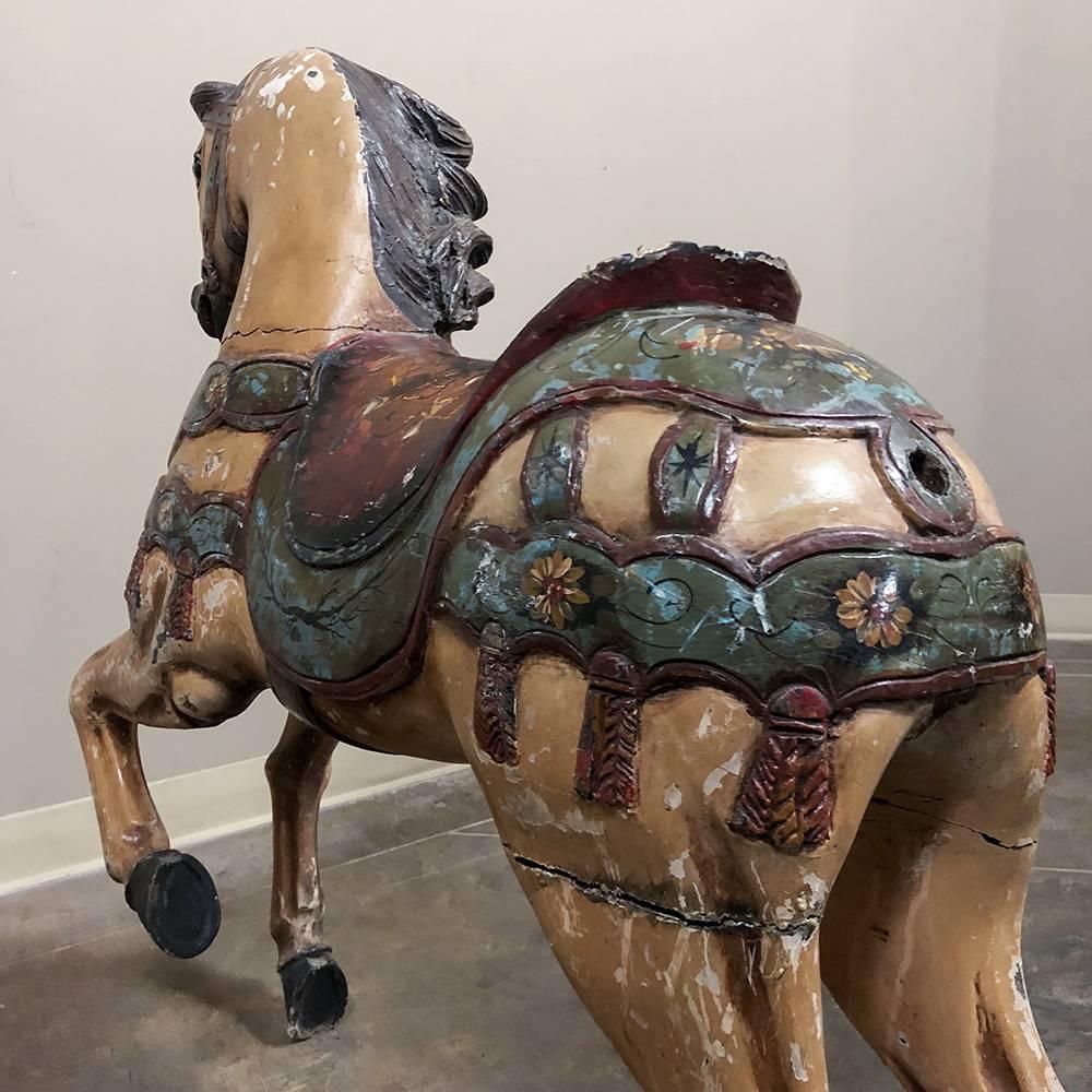 20th Century Vintage Hand-Painted and Carved Wood Carousel Horse
