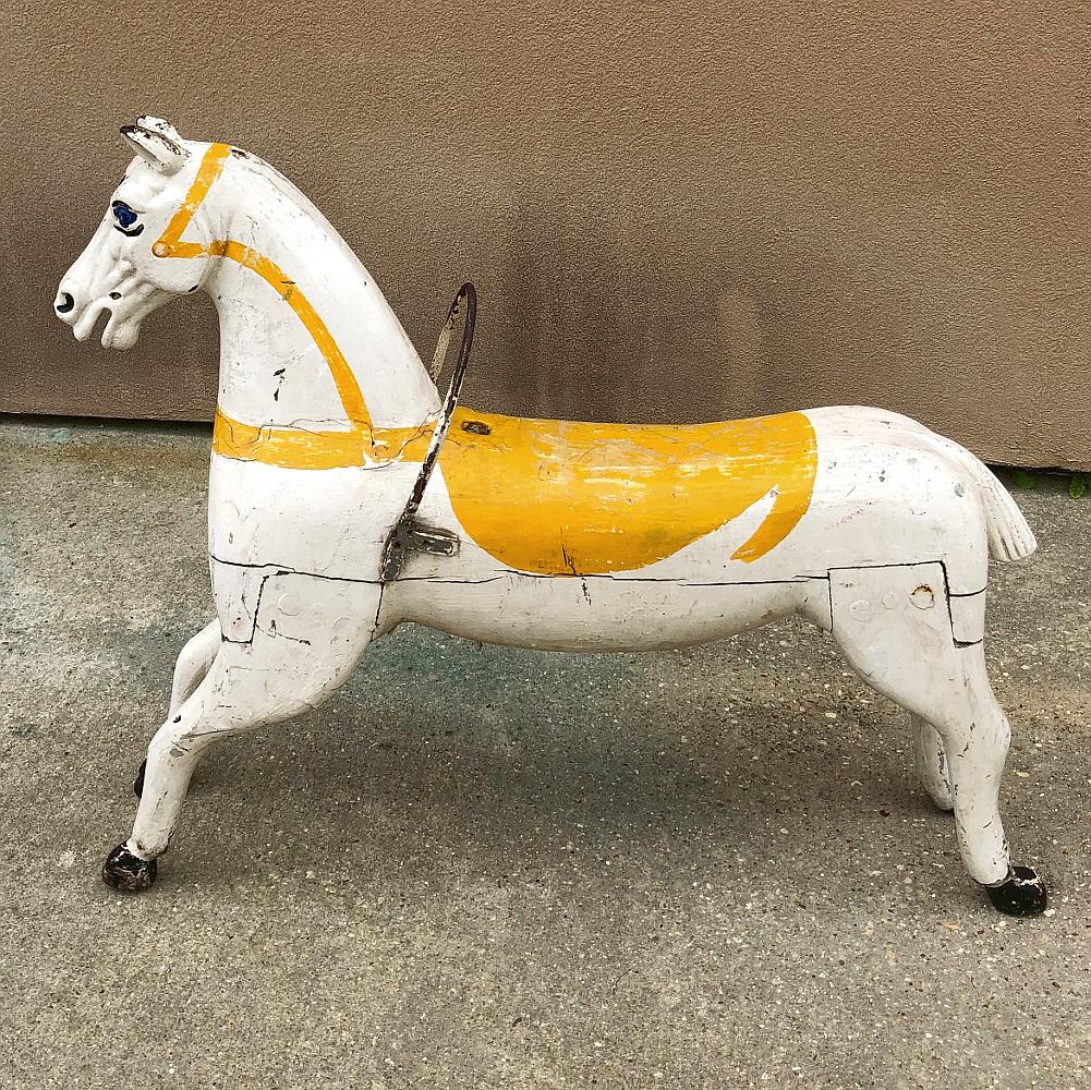French 19th Century Hand Painted Carved Wood Carousel Horse