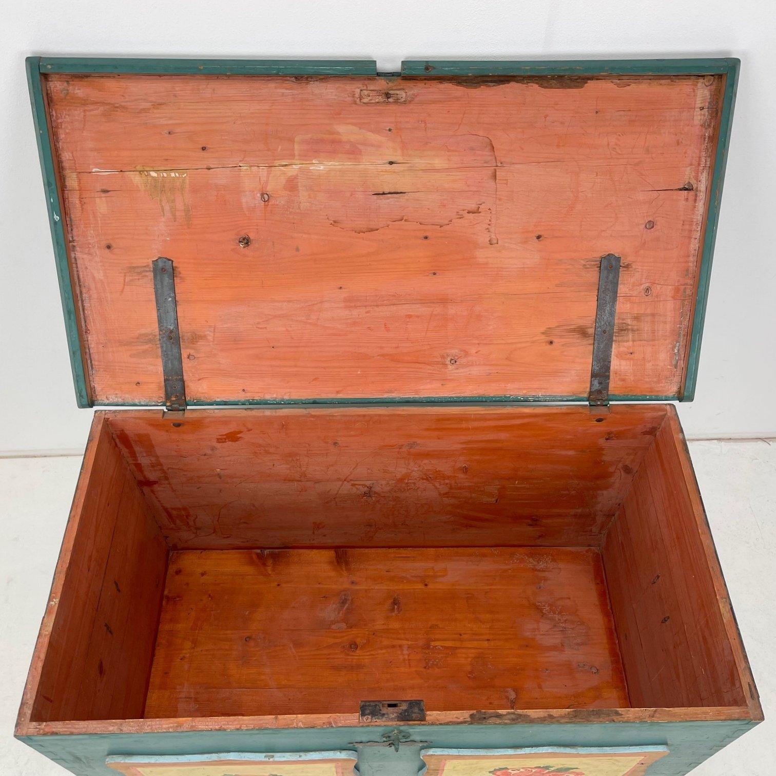 19th Century Hand Painted Chest or Floor Trunk For Sale 8