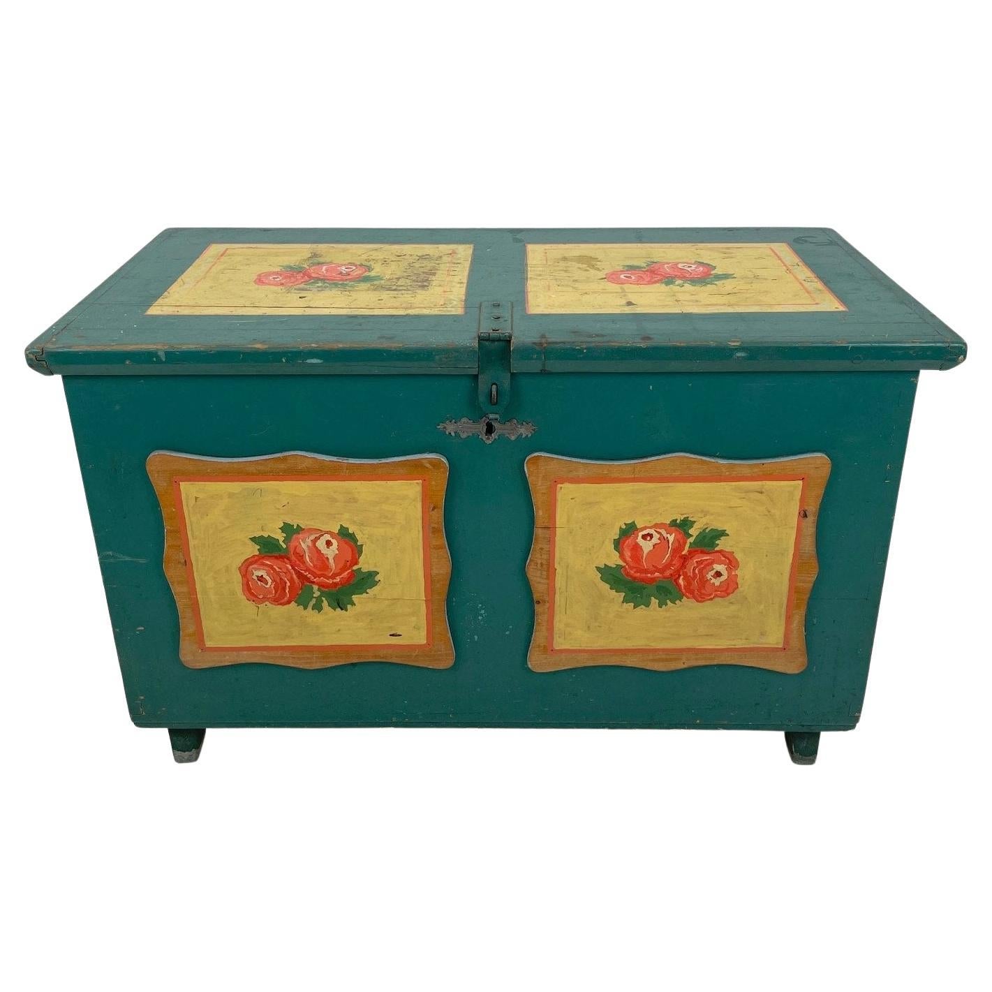 19th Century Hand Painted Chest or Floor Trunk