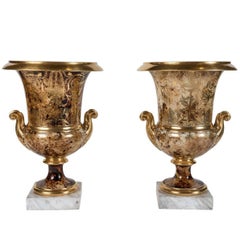 19th Century, Hand-Painted Porcelain Urns