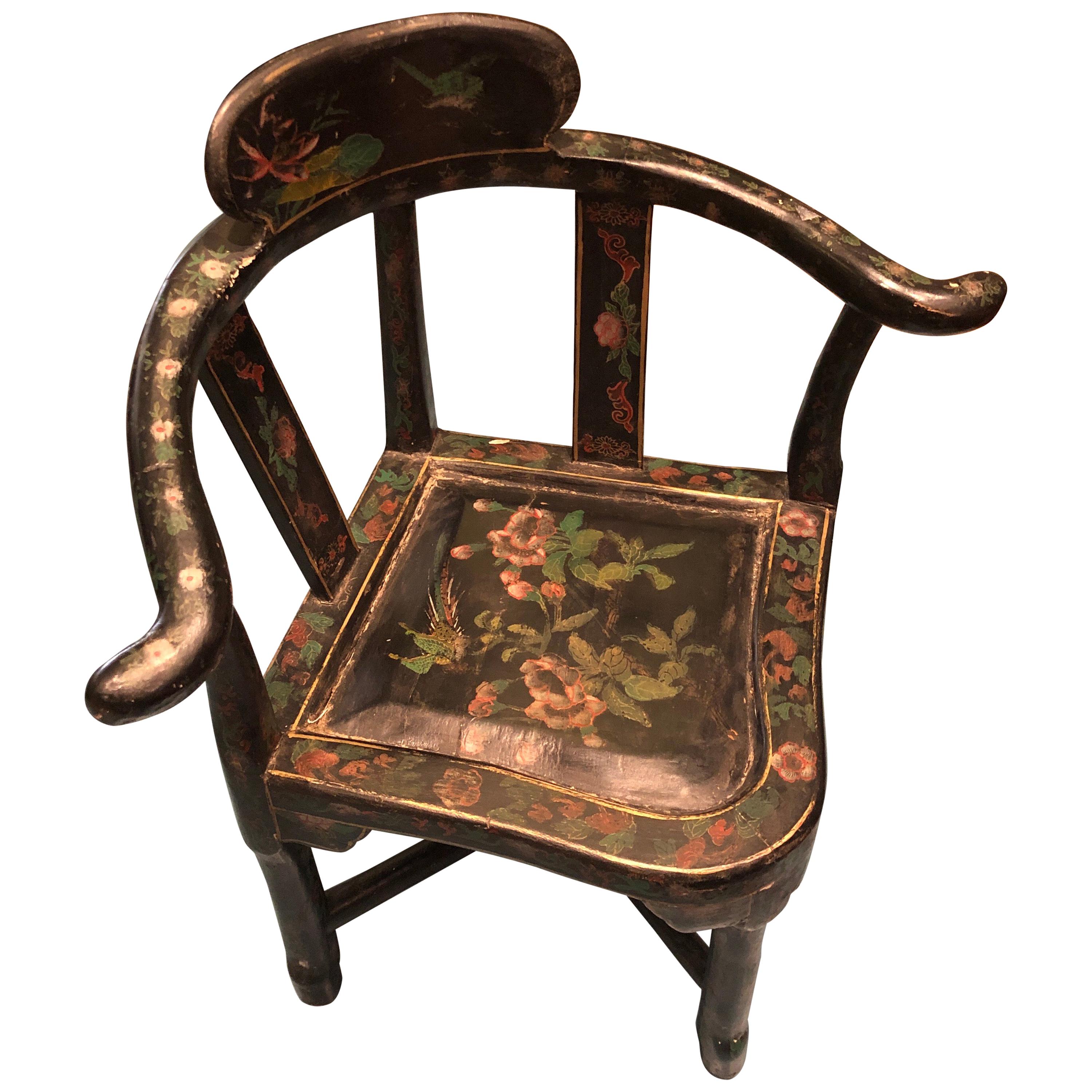 19th Century Hand Painted Corner Child's Armchair by "Winsor and Newton"