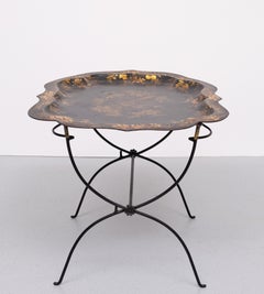 xIX Siglo Pintado a mano holandés curvo Mesa bandeja