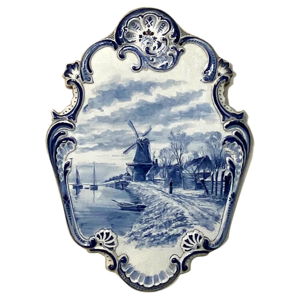 19th Century Hand Painted Delft Blue and White Wall Plaque