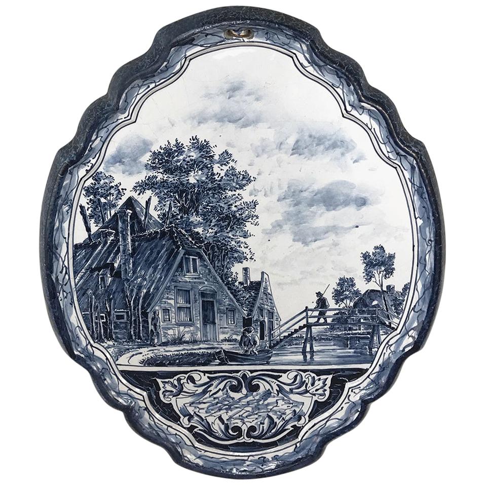 19th Century Hand-Painted Delft Platter